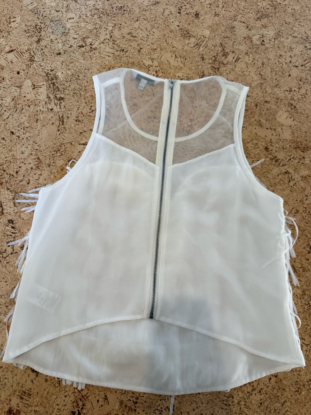 Naked Zebra Ivory Sheer Mesh Tank with Back Zipper - Picture 5 of 5